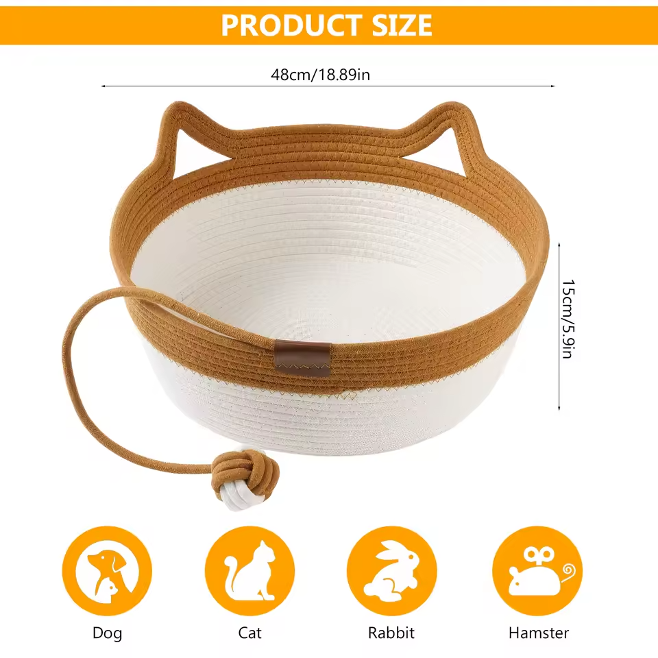 Handgeweven Kattenmand Katoenen Touw Mand met Kussen Kattenhol Krabbed