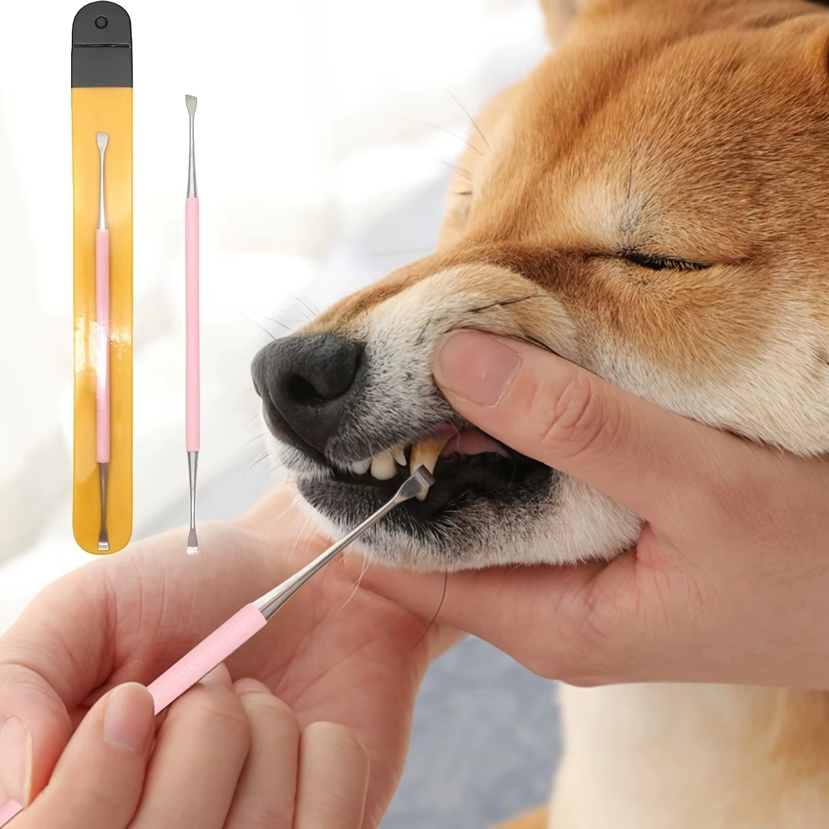Hond Tandreiniger Roestvrij staal Tandsteenkrabber Dubbelzijdig Gebitsverzorgingshulpmiddel
