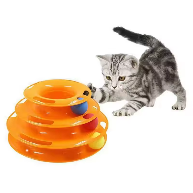 4-laags kattenspeelgoed torenbaanbal interactieve puzzelroller kattenspeelgoed