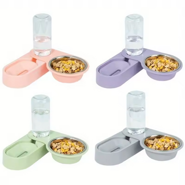 2 in 1 Rotating Pet Bowl Cat Dog Feeder Non Slip Elevated Feeding Bowl