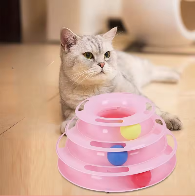 4-laags kattenspeelgoed torenbaanbal interactieve puzzelroller kattenspeelgoed