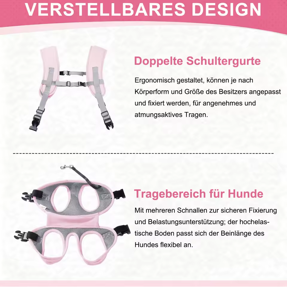 Verstellbarer Hunderucksack, Katzentransportrucksack, atmungsaktiv, für Haustiere von 4–7 kg