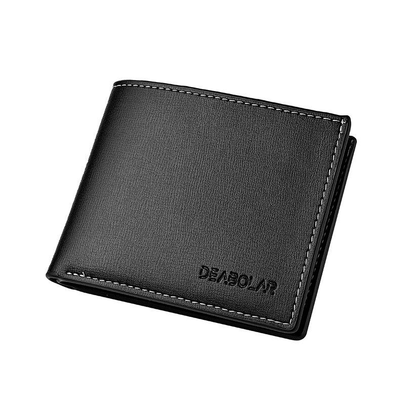 Black wallet with 'DEABOLAR' branding on a white background