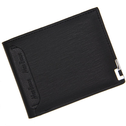 Black wallet with a visible brand logo on a white background