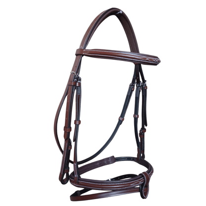Leather Horse Bridle with Nameplate – Padded Cowhide Bridle-103-R Oak Brown - Youshaelia