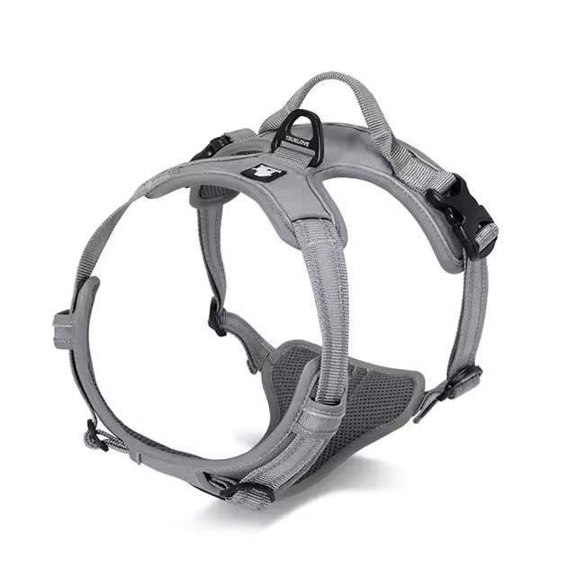 Grey Truelove adjustable dog harness featuring breathable mesh and top control handle
