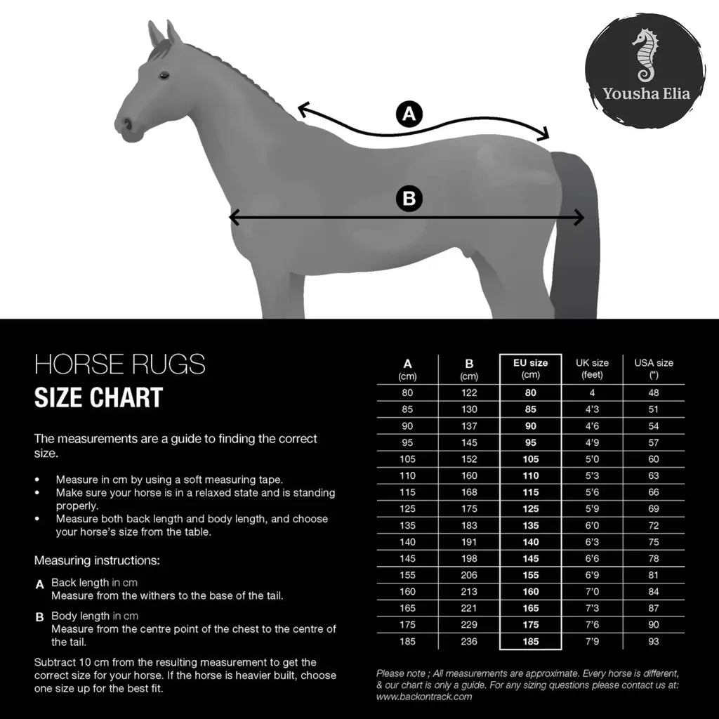 Horse size chart & Fly Rug for Horses - Youshaelia