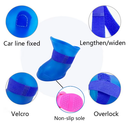 4 Stuks Waterdichte Hondenschoenen Antislip Rubberen Schoenen voor Kleine Grote Honden Katten