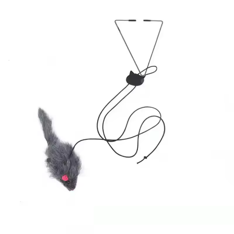 Interactief Hangspeeltje voor Katten Intrekbaar Veren Muis Plagen Touwspeeltje