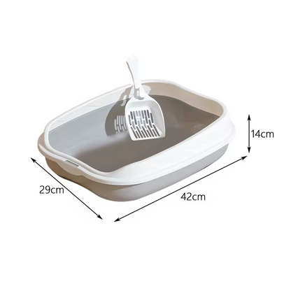 Semi Enclosed Cat Litter Box Large Anti Splash Cat Toilet with High Sides