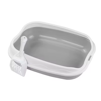 Semi Enclosed Cat Litter Box Large Anti Splash Cat Toilet with High Sides